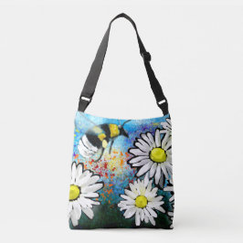 Crossbody Tas Purse - Whimsical Bee & Daisies Art