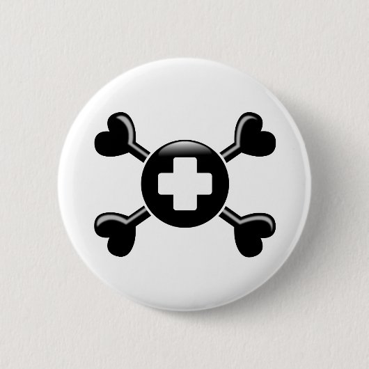 Crossbones chirurgische technologie ronde button 5,7 cm (Voorkant)
