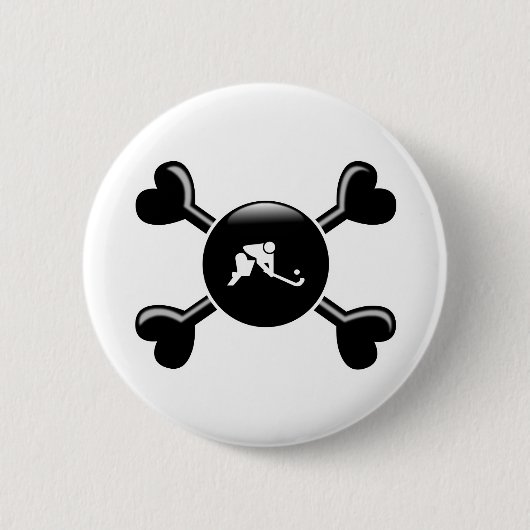 Crossbones Field Hockey Ronde Button 5,7 Cm (Voorkant)