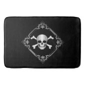 Crossbones/Jolly Roger/Pirate/Black/Silver Bath Ma Badmat (Voorkant)