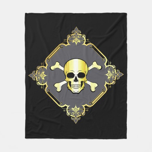 Crossbones/Jolly Roger/Pirate/Gold/Black Fleece (Voorkant)