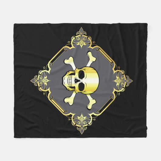 Crossbones/Jolly Roger/Pirate/Gold/Black Fleece (Voorkant (Horizontaal))