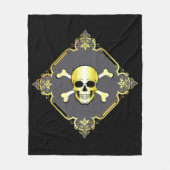 Crossbones/Jolly Roger/Pirate/Gold/Black Fleece Deken (Voorkant)