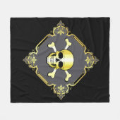 Crossbones/Jolly Roger/Pirate/Gold/Black Fleece Deken (Voorkant (Horizontaal))