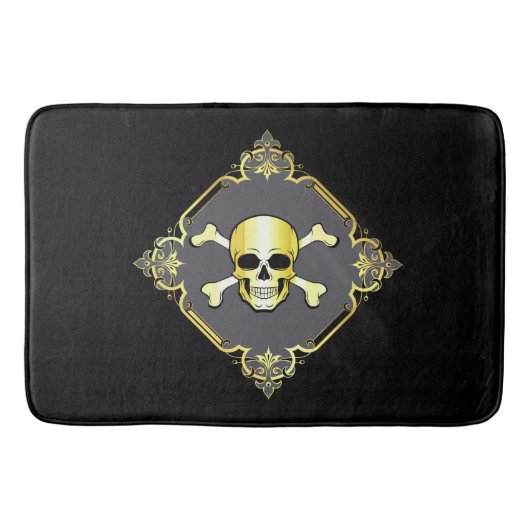Crossbones/Jolly Roger/Pirate/gold/zwart Badmat (Voorkant)