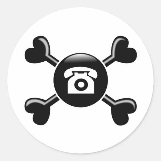 Crossbones-telefoons Ronde Sticker (Voorkant)