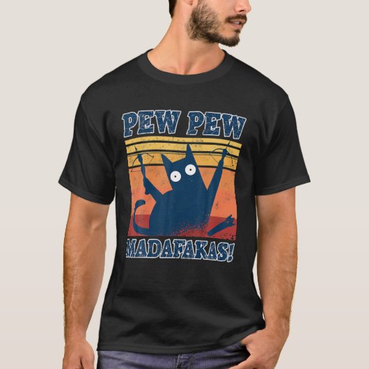 Crossbow Cat Pew Pew Madafakas T-shirt Funny Cat C (Voorkant)