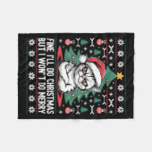 Crossed Arms Cat Funny Christmas Ugly Sweater Long Fleece Deken (Voorkant (Horizontaal))