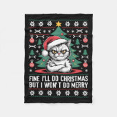 Crossed Arms Cat Funny Christmas Ugly Sweater Long Fleece Deken (Voorkant)