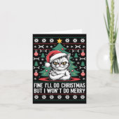 Crossed Arms Cat Funny Christmas Ugly Sweater Long Kaart (Voorkant)