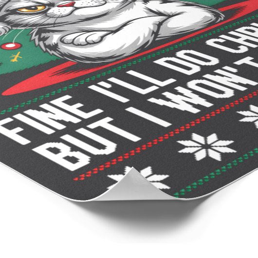 Crossed Arms Cat Funny Christmas Ugly Sweater Long Poster (Hoek)