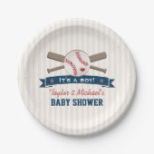Crossed Bats Baseball Baby shower Papieren Bordje (Voorkant)