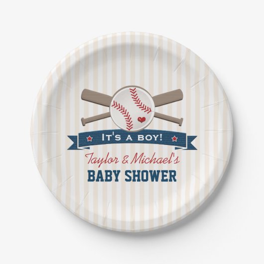 Crossed Bats Baseball Baby shower Papieren Bordje (Voorkant)
