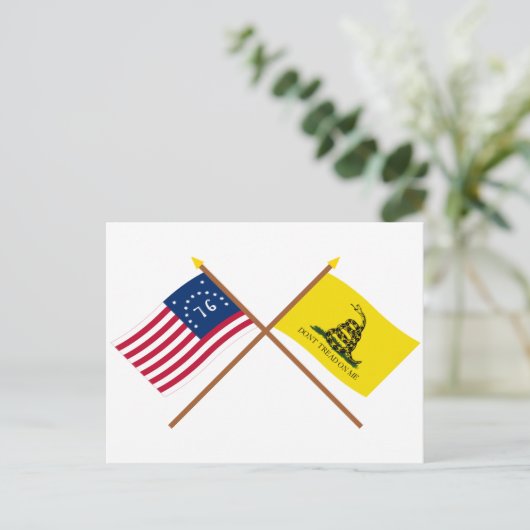 Crossed Bennington en Gadsden Flags Briefkaart (Staand voorkant)