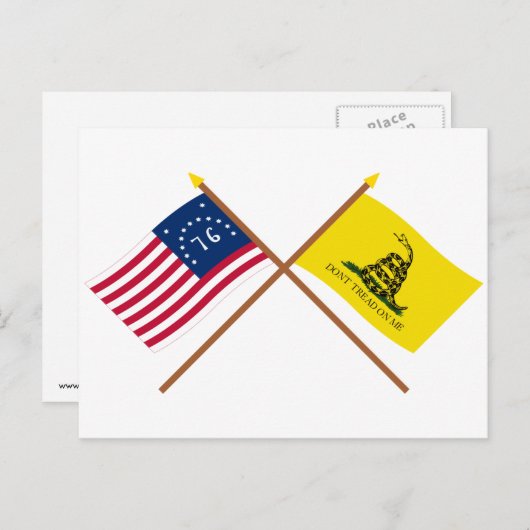 Crossed Bennington en Gadsden Flags Briefkaart (Voorkant / Achterkant)