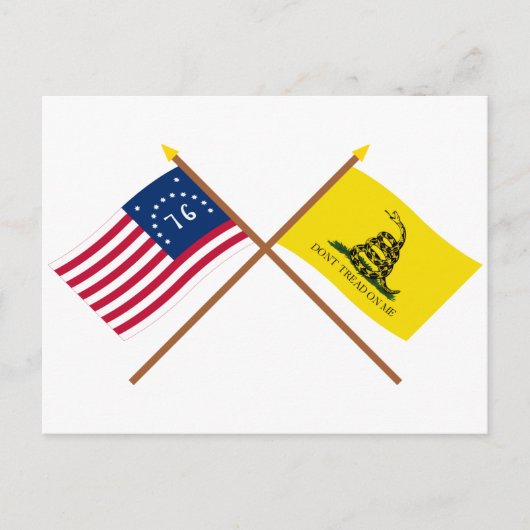 Crossed Bennington en Gadsden Flags Briefkaart (Voorkant)