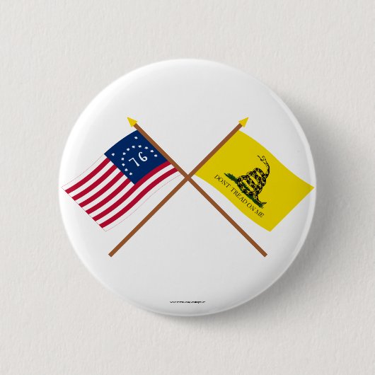 Crossed Bennington en Gadsden Flags Ronde Button 5,7 Cm (Voorkant)