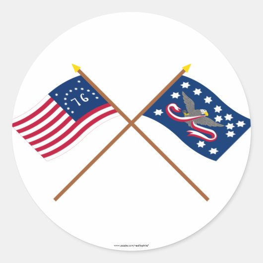 Crossed Bennington en Whiskey Rebellion Flags Ronde Sticker (Voorkant)
