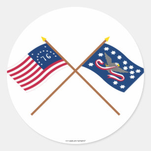Crossed Bennington en Whiskey Rebellion Flags Ronde Sticker