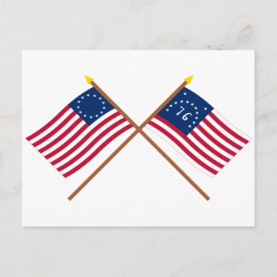 Crossed Betsy Ross en Bennington Flags Briefkaart
