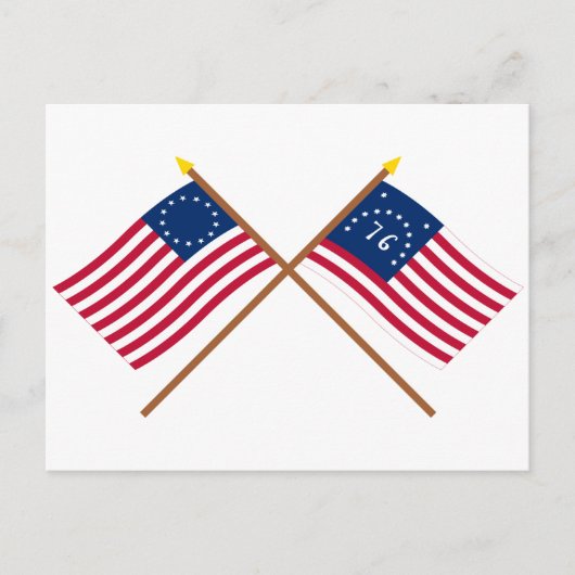 Crossed Betsy Ross en Bennington Flags Briefkaart (Voorkant)