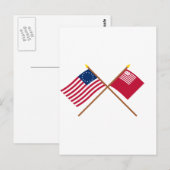 Crossed Betsy Ross en Brandywine Flags Briefkaart (Voorkant / Achterkant)