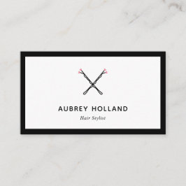 Crossed Bobby Pins Cute Black Pink Hair Stylist Visitekaartje