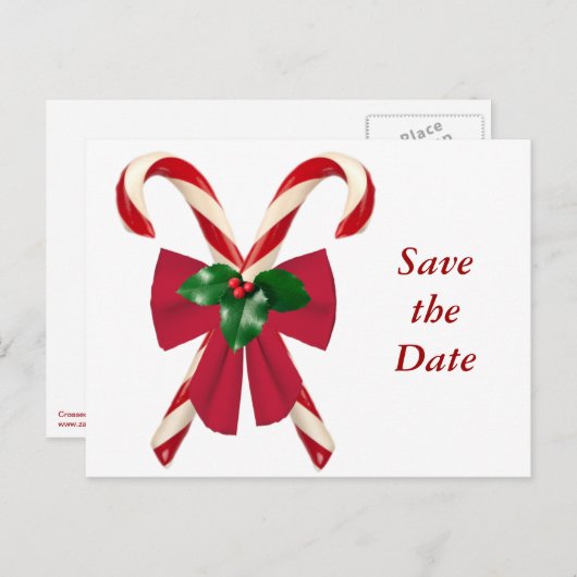 Crossed Candy Canes met Bow Briefkaart (Voorkant / Achterkant)