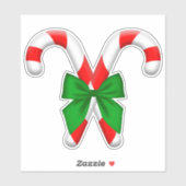 Crossed Candy Canes met grote groene boog Stickers (Vel)