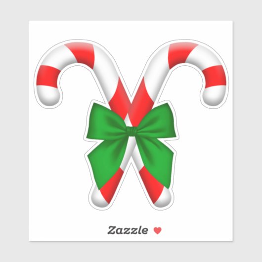 Crossed Candy Canes met grote groene boog Stickers (Vel)