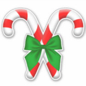 Crossed Candy Canes met grote groene boog Stickers (Voorkant)