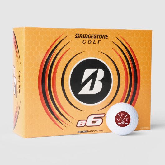 Crossed Clubs en Golfer Initialen rood Golfballen (Verpakking)