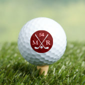 Crossed Clubs en Golfer Initialen rood Golfballen (Insitu Shirt)