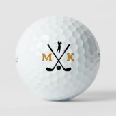 Crossed Clubs Golfer Golf Ball | Modern Monogram Golfballen (Voorkant)