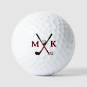 Crossed Clubs Golfer Moderne Initialen Logo Golfballen (Voorkant)