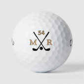 Crossed Clubs Monogram met leeftijd en initialen Golfballen (Voorkant)