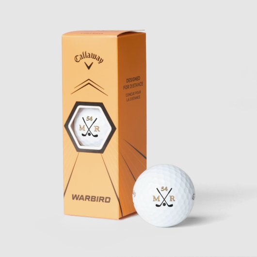 Crossed Clubs Monogram met leeftijd en initialen Golfballen (Verpakking)