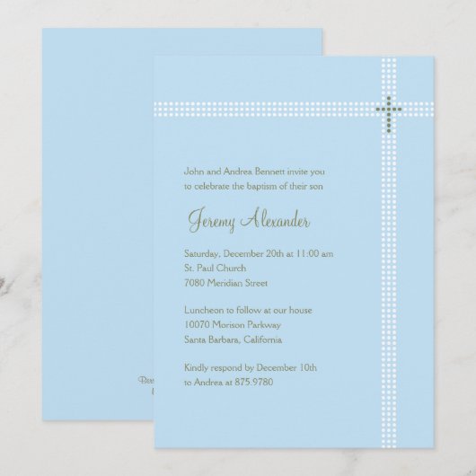 Crossed Corner Baptism/Christening Uitnodiging (Voorkant / Achterkant)
