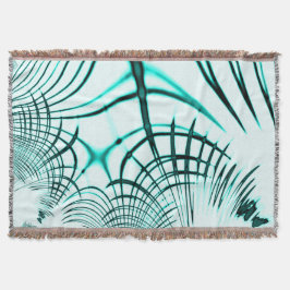 Crossed cyan aqua curved trace on light background deken