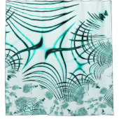 Crossed cyan aqua curved trace on light background douchegordijn (Voorkant)