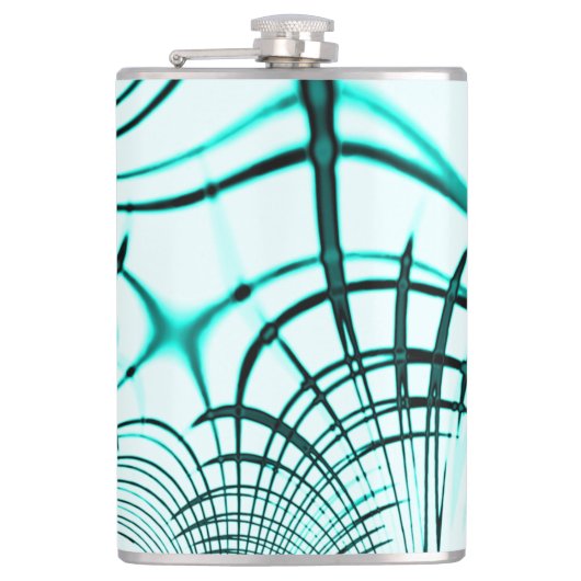 Crossed cyan aqua curved trace on light background heupfles (Voorkant)