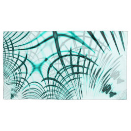 Crossed cyan aqua curved trace on light background kussensloop