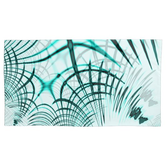 Crossed cyan aqua curved trace on light background kussensloop (Voorkant-Links)