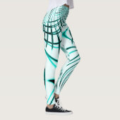 Crossed cyan aqua curved trace on light background leggings (Rechts)