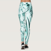 Crossed cyan aqua curved trace on light background leggings (Achterkant)