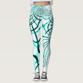 Crossed cyan aqua curved trace on light background leggings (Voorkant)