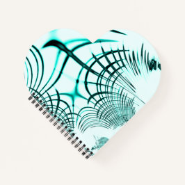 Crossed cyan aqua curved trace on light background notitieboek