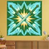 Crossed Fantasy Arrows with Glowing Energy – Dynam Canvas Afdruk (Insitu (Woonkamer))