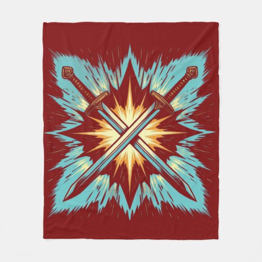 Crossed Fantasy Arrows with Glowing Energy – Dynam Fleece Deken (Voorkant)