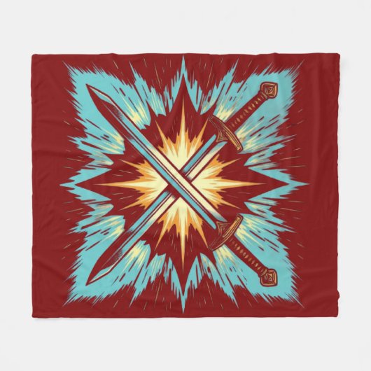 Crossed Fantasy Arrows with Glowing Energy – Dynam Fleece Deken (Voorkant (Horizontaal))